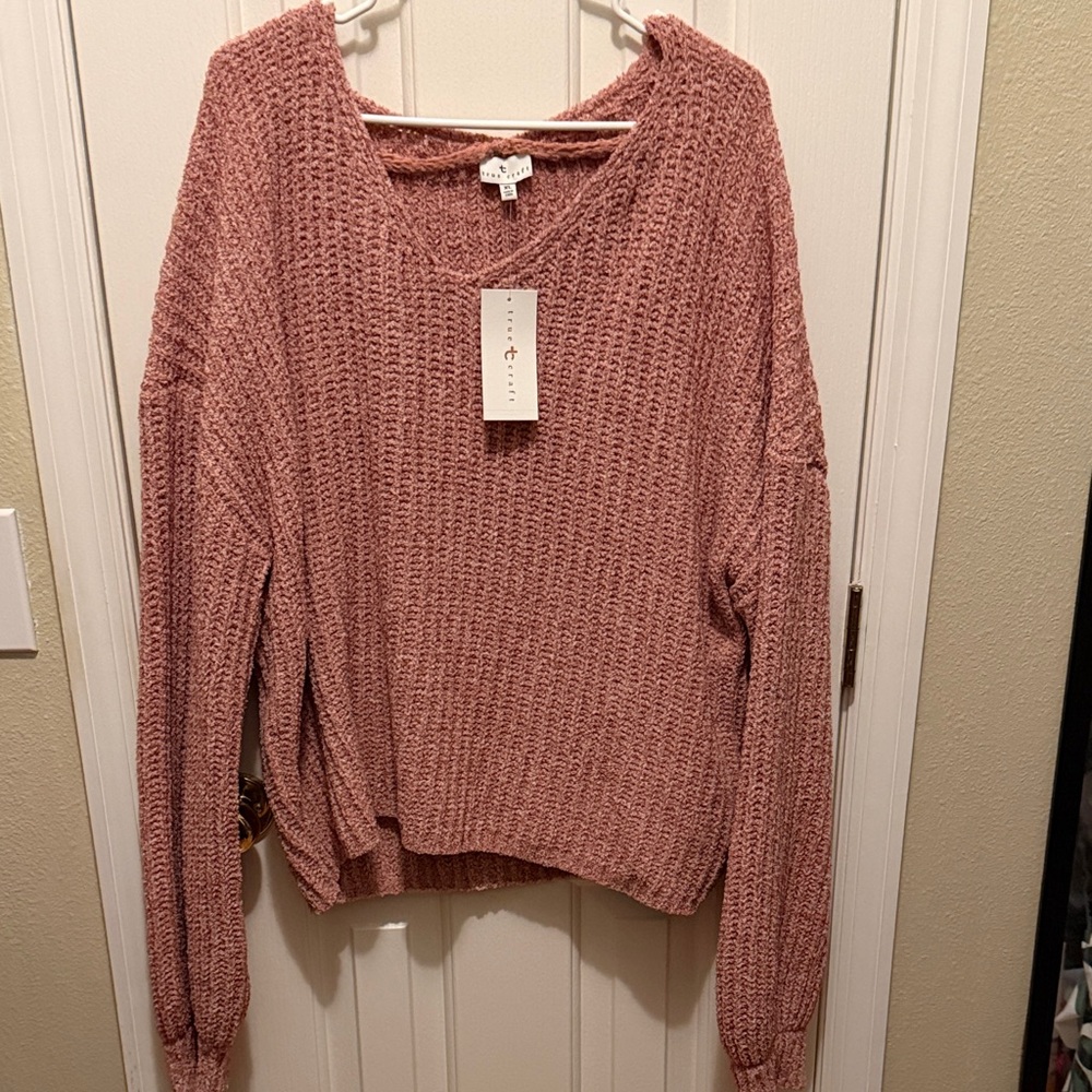 True Craft Dusty Rose V-Neck Sweater
